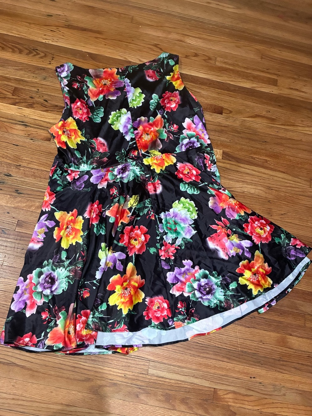 Grace Karin Black Floral Midi Dress with Vibrant Multicolor Blooms - Picture 2 of 3